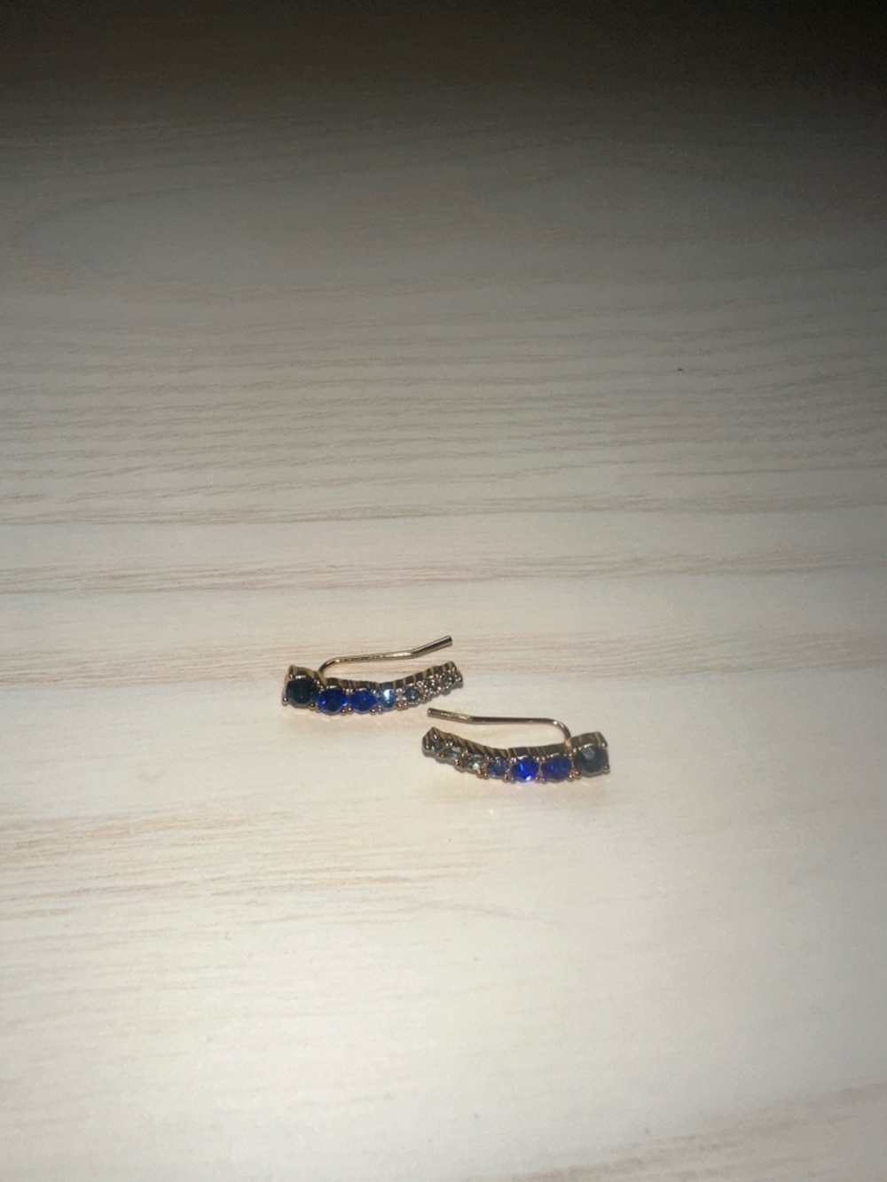 Kate Spade | Gold Tone Blue Rhinestone Ear Climbers